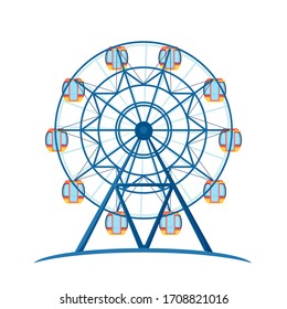 Amusement entertainment park giant wheel for fun. Vector