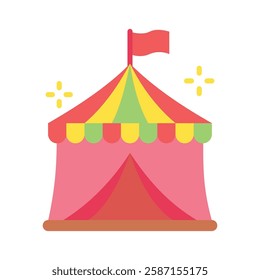 Amusement flat color, mini illustration icon. use for modern concept, print, UI, UX kit, web and app development. Vector EPS 10, related to entertainment, festival, funfair and hobbies.