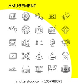 Amusement Hand Drawn Icon for Web, Print and Mobile UX/UI Kit. Such as: Ticket, Sale,  Cinema, Drone, Camera, Video, Media, Pictogram Pack. - Vector