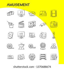 Amusement Hand Drawn Icon for Web, Print and Mobile UX/UI Kit. Such as: Entertainment, Movie, Oscar, Award, 3d, Display, Monitor, Preview, Pictogram Pack. - Vector
