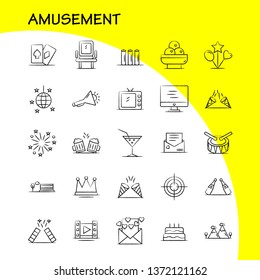 Amusement Hand Drawn Icon for Web, Print and Mobile UX/UI Kit. Such as: Monitor, Screen, Play, Media, Amusement Park, Confetti, Confetti Pictogram Pack. - Vector