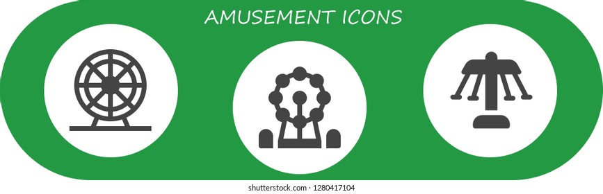  amusement icon set. 3 filled amusement icons. Simple modern icons about  - Ferris wheel, Carousel