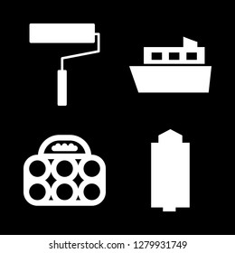 amusement icon set about racket, roller, petanque and ferry vector set