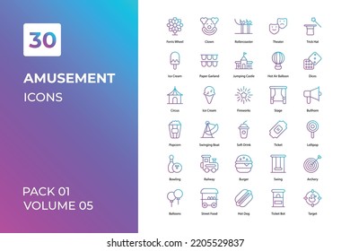 Colección de iconos de diversión. Establecer la línea vectorial con elementos para conceptos móviles y aplicaciones web. Colección de iconos modernos.