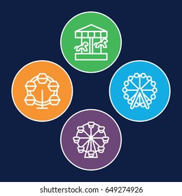 Amusement icons set. set of 4 amusement outline icons such as ferris wheel