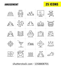 Amusement Line Icon for Web, Print and Mobile UX/UI Kit. Such as: Monitor, Screen, Play, Media, Amusement Park, Confetti, Confetti Pictogram Pack. - Vector