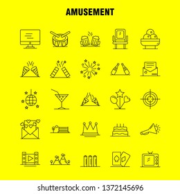 Amusement Line Icon for Web, Print and Mobile UX/UI Kit. Such as: Monitor, Screen, Play, Media, Amusement Park, Confetti, Confetti Pictogram Pack. - Vector