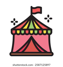 Amusement outline color, mini illustration icon. use for modern concept, print, UI, UX kit, web and app development. Vector EPS 10, related to entertainment, festival, funfair and hobbies.