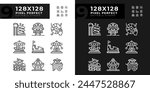 Amusement park attractions pixel perfect linear icons set for dark, light mode. Fairground activities. Family vacation. Thin line symbols for night, day theme. Isolated illustrations. Editable stroke