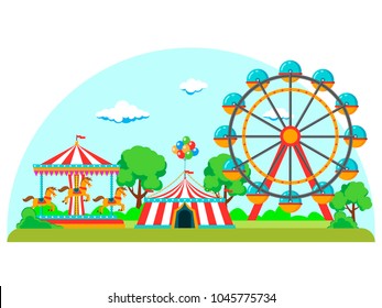 Amusement Park  background in a flat style