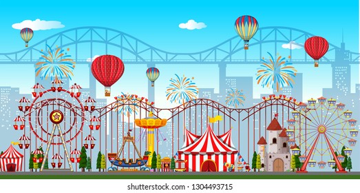 An amusement park background illustration