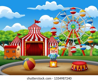 Amusement park background on the nature