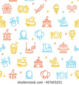 Amusement Park Background Pattern Colorful on White . Vector illustration