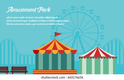 Amusement park background vector flat