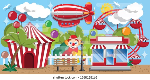 Amusement park. Background. Vector illustration.