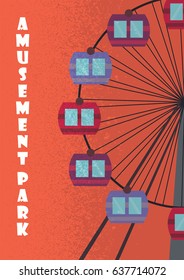 Amusement park background vector illustration. Entertainment park advertising poster with banner 