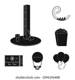 Amusement park black icons in set collection for design. Equipment and attractions vector symbol stock web illustration.