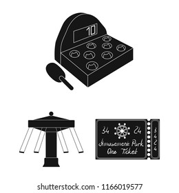 Amusement park black icons in set collection for design. Equipment and attractions vector symbol stock web illustration.