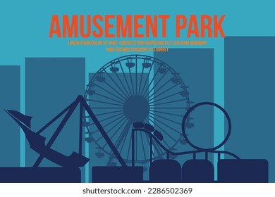 Amusement Park Blue Background Vector