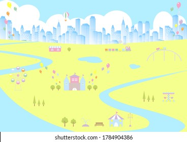 amusement park and building city landscape