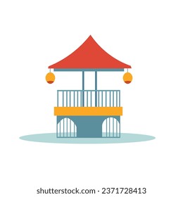 Amusement park building flat design elements, childrens playground vector illustration