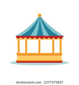 Amusement park carnival design elements, childrens playground flat vector illustration, night market rides