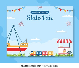 Amusement Park Carnival Photocall Template Hand Drawn Cartoon Flat Illustration