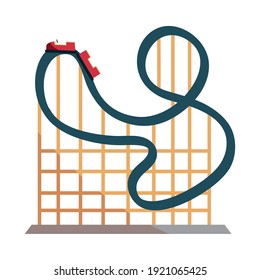 ilustración vectorial de diseño plano de montaña de rodillos de carnaval de parque de diversiones