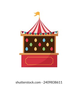 amusement park carnival shooting game with targets balloons booth flat design vector illustration