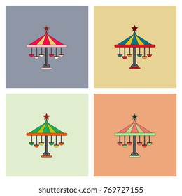 Amusement park circus attraction vector illustration collection