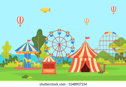 Amusement Park Circus Carnival Festival Fun Stock Vector (Royalty Free ...