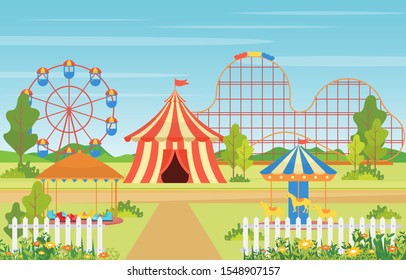 Amusement Park Circus Carnival Festival Fun Stock Vector (Royalty Free ...