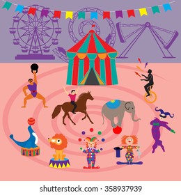 Amusement Park and circus   icons 
