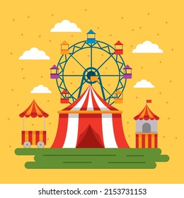 amusement park with circus scene
