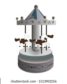 Amusement park element, Carousel with horses.  vector Illustration EPS10