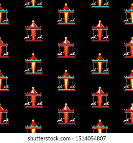 Amusement park element, Carousel with horses.  vector Illustration EPS10