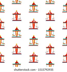 Amusement park element, Carousel with horses.  vector Illustration EPS10