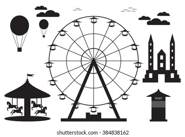 Amusement park element with ferris wheel 