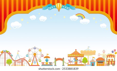 Amusement park elements,theme park frame,16:9 illustration