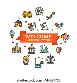 Amusement Park Embleme Can Be Used for Cards, Posters. Vector illustration