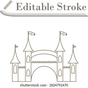 Amusement Park Entrance Icon. Editable Stroke Simple Design. Vector Illustration.