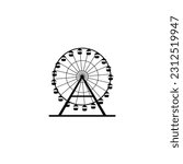 Amusement park ferris big wheel icon vector graphics
