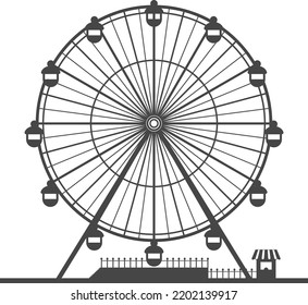 Amusement park ferris big wheel black silhouette