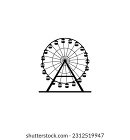 Amusement park ferris big wheel icon vector graphics

