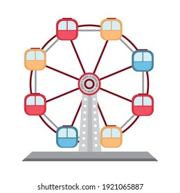 amusement park ferris wheel carnival flat design vector illustration