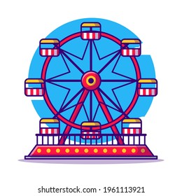 Amusement Park Ferris wheel Vector Cartoon Illustration. Amusement Park Icon Concept White Isolated. Flat Cartoon Style Suitable for Web Landing Page, Banner, Sticker, and Background