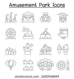 Amusement park and Festival icon set