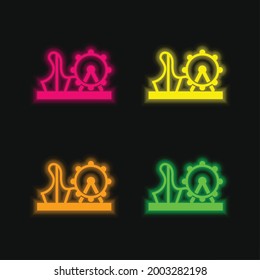 Amusement Park four color glowing neon vector icon