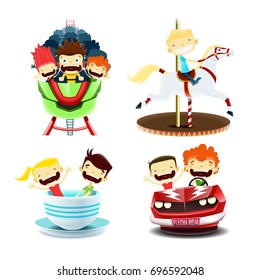 Amusement park fun vector set