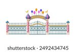 Amusement park gate isolated drawing. Carnival entry cartoon clipart. Gateway with lattice. Attraction summer party. Vector illustration